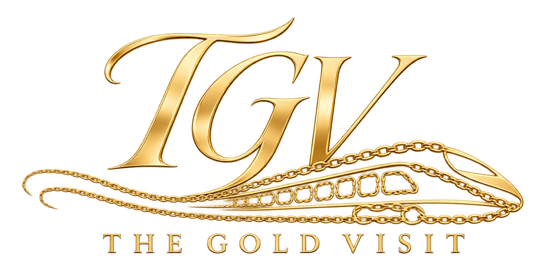 TGV — The Gold Visit, gold necklace and streamlined train
